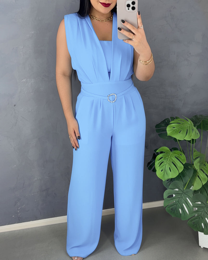 Lace V-Neck Shirred Romper