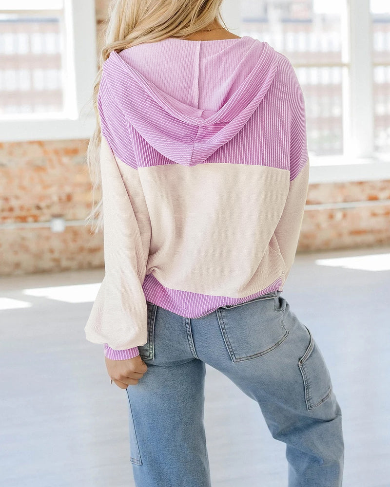 Colorblock Drawstring Hoodie