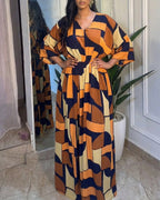 Colorblock Geometric V-Neck Jumpsuit