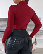 Beaded High-Neck Cutout Sweater