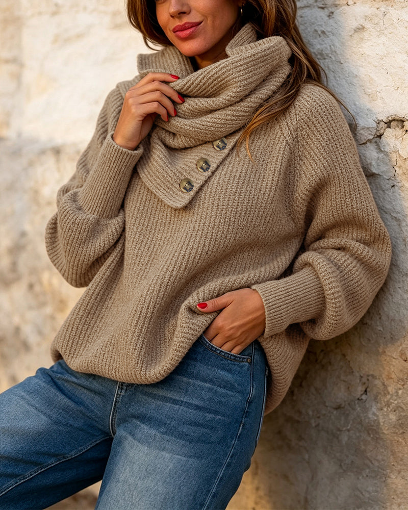 Cowl-Neck Wrap Sweater