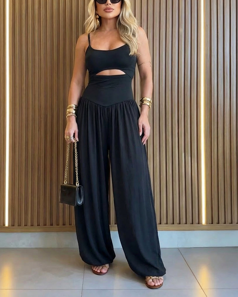Backless Ruched Cutout Romper