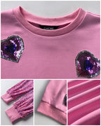Heart Sequin Contrast Top