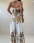 Backless Wide-Leg Cutout Jumpsuit