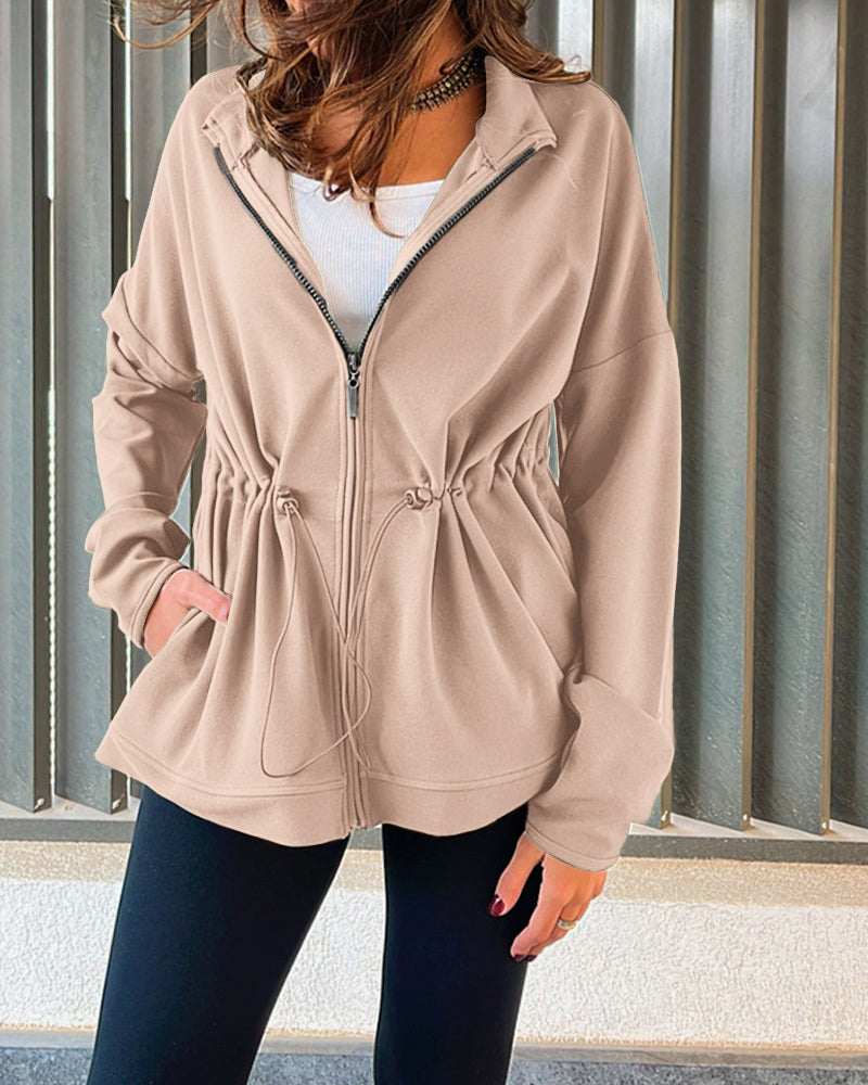 Hooded Drawstring Pocket Cardigan — Noélla Montréal