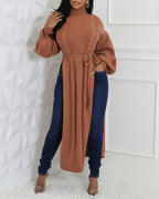 Textured Lantern-Sleeve High-Neck Sweater — Noélla Montréal