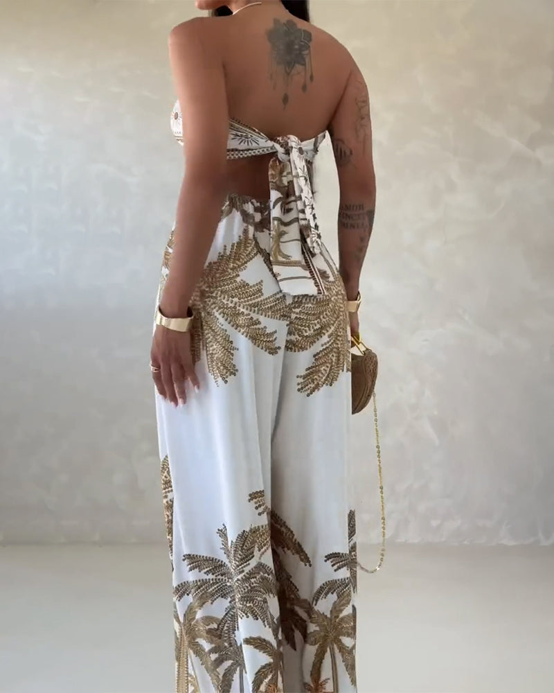 Backless Wide-Leg Cutout Jumpsuit