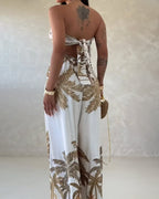 Backless Wide-Leg Cutout Jumpsuit