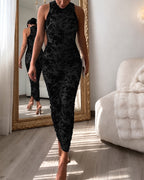 Floral Mock-Neck Ruched Midi Dress — Noélla Montréal