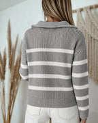 Colorblock Striped Half-Zip Sweater