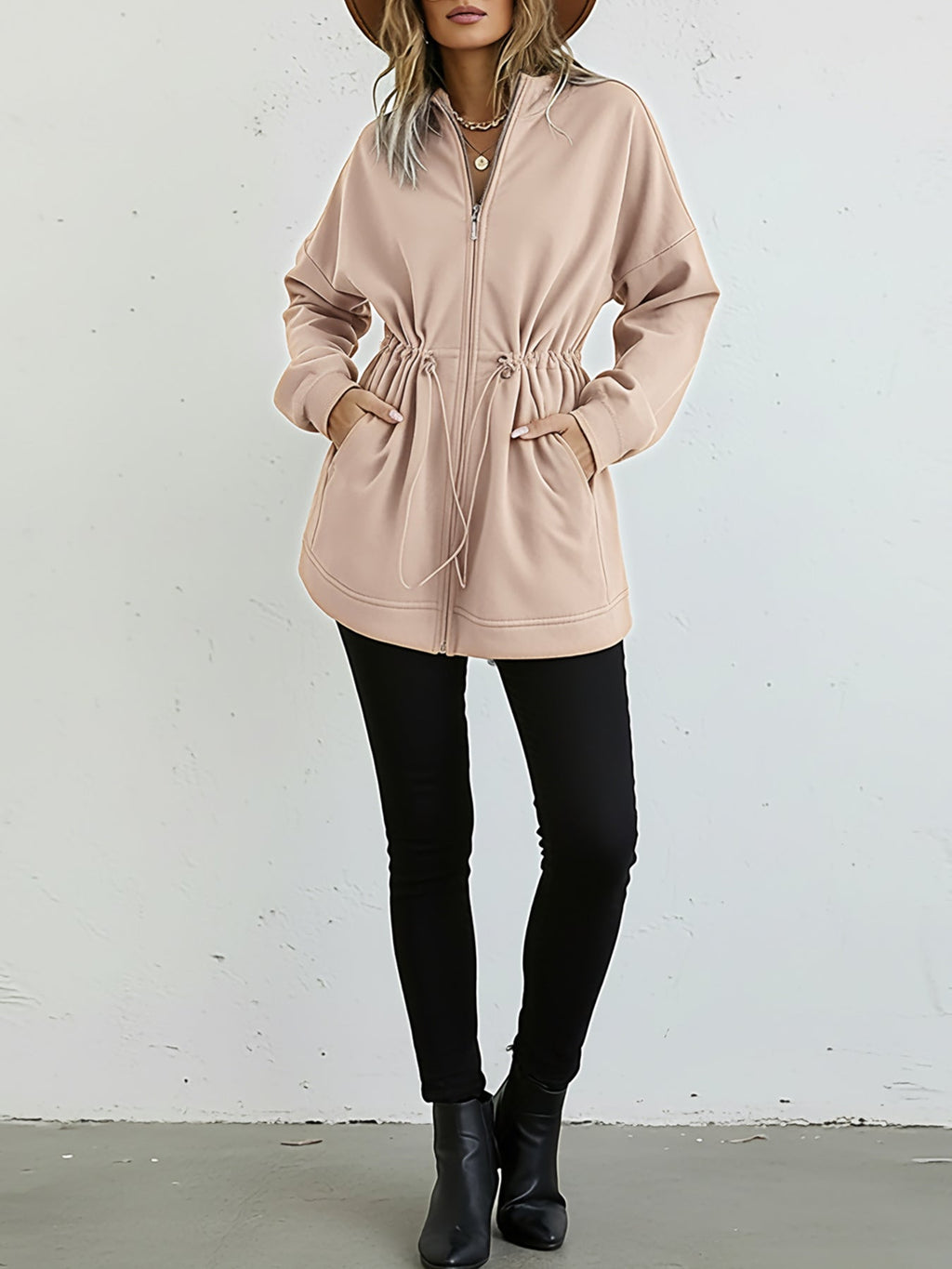 Hooded Drawstring Pocket Cardigan — Noélla Montréal