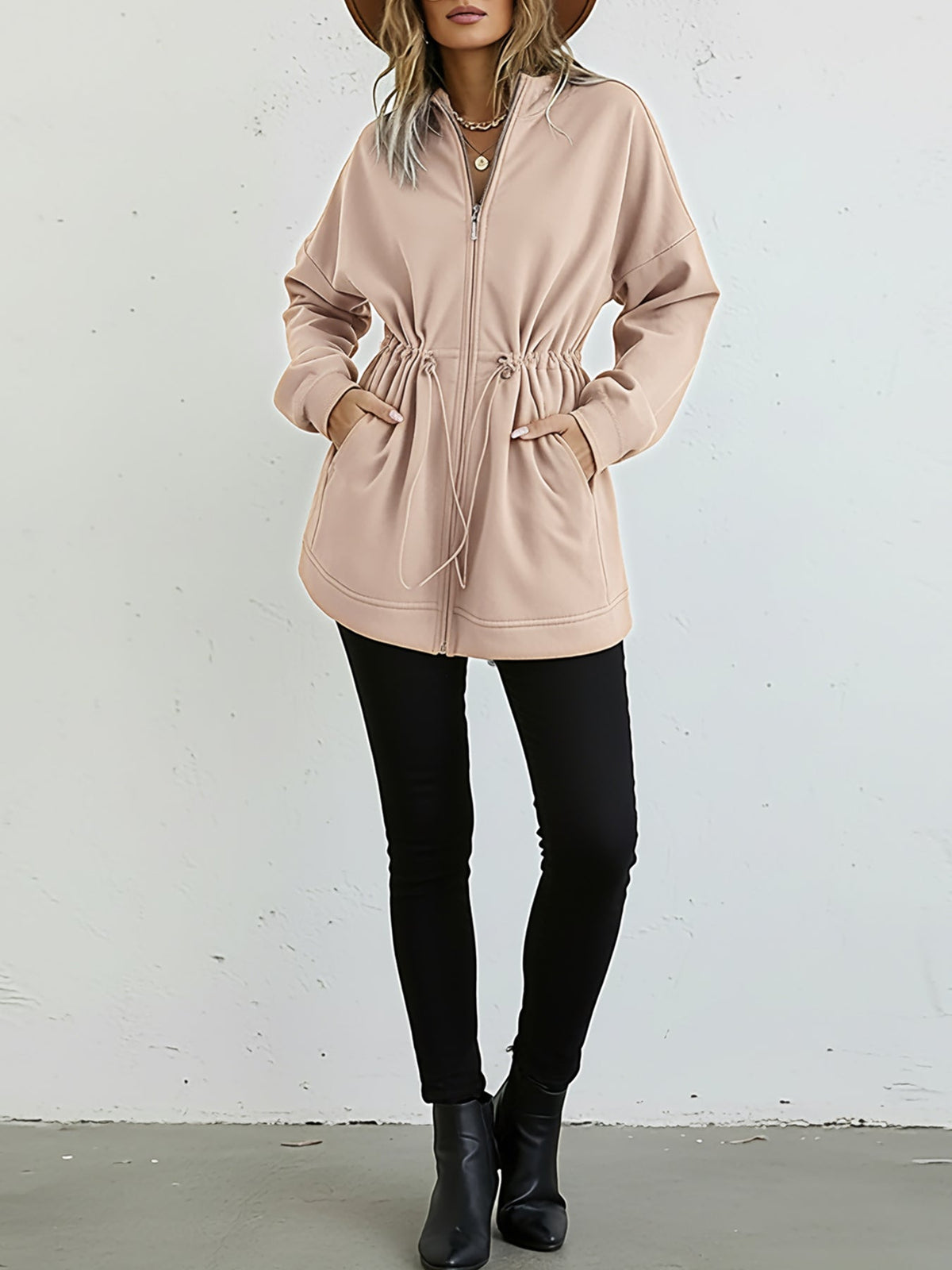 Hooded Drawstring Pocket Cardigan — Noélla Montréal