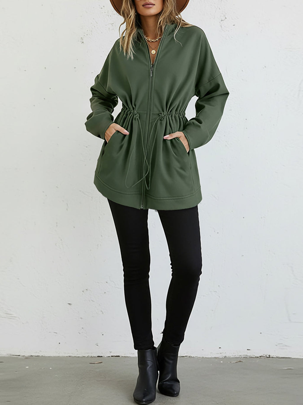 Hooded Drawstring Pocket Cardigan — Noélla Montréal