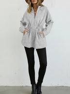 Hooded Drawstring Pocket Cardigan — Noélla Montréal