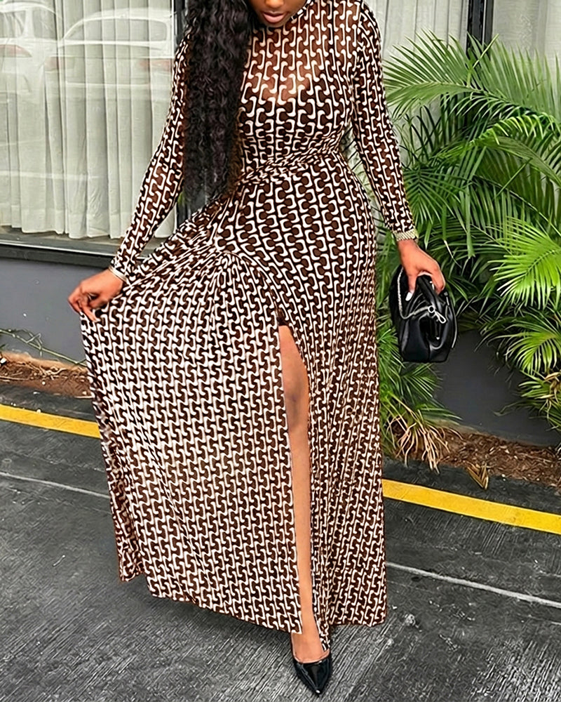 Geometric Slit Maxi Dress
