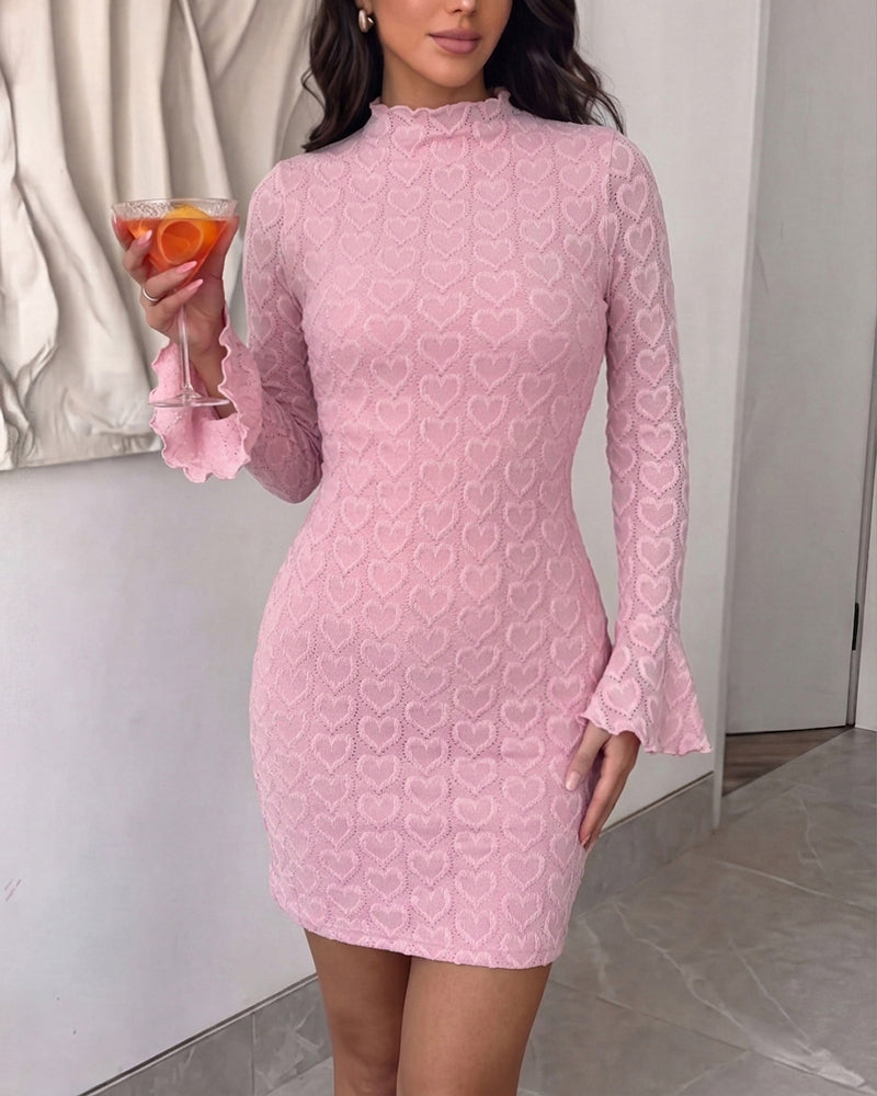 Heart Mock-Neck Frill Mini Dress — Noélla Montréal