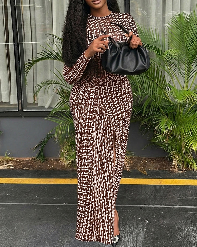 Geometric Slit Maxi Dress