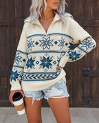 Half-Zip Drop-Shoulder Sweater
