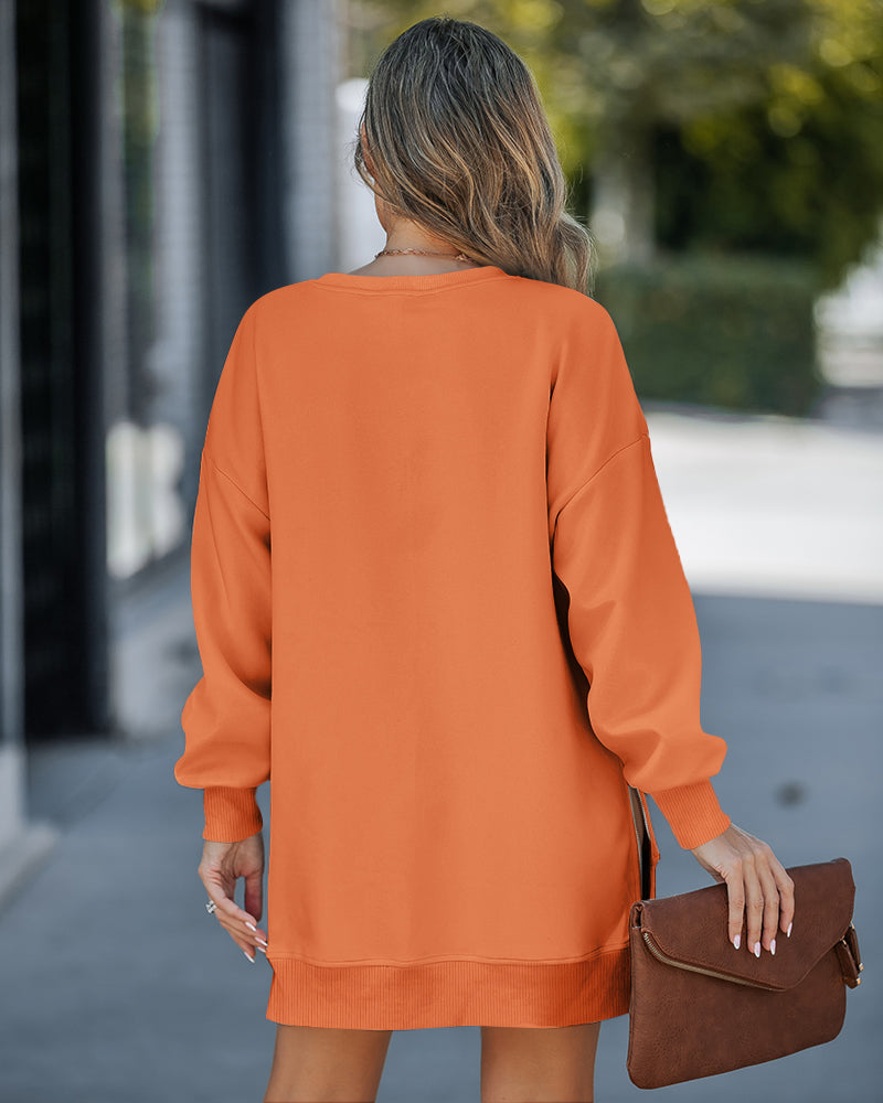 Drop-Shoulder Slit Zip Sweatshirt