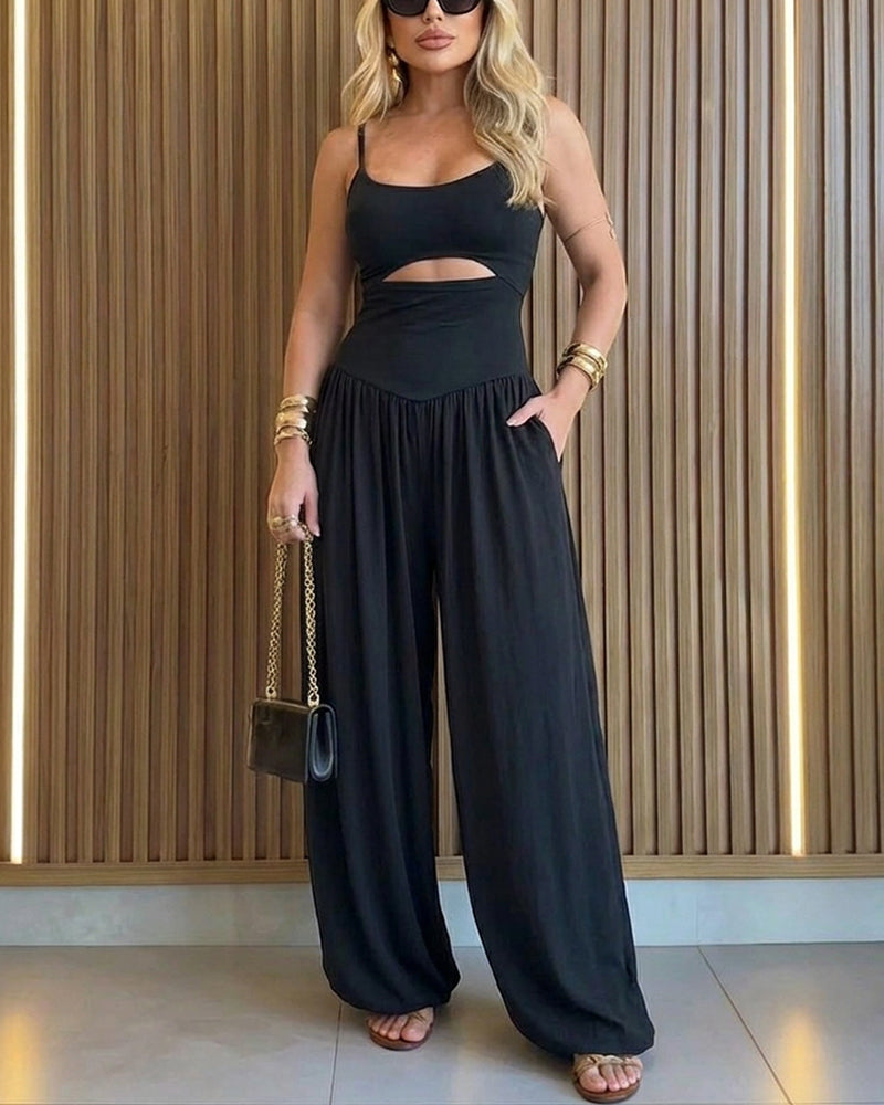 Backless Ruched Cutout Romper