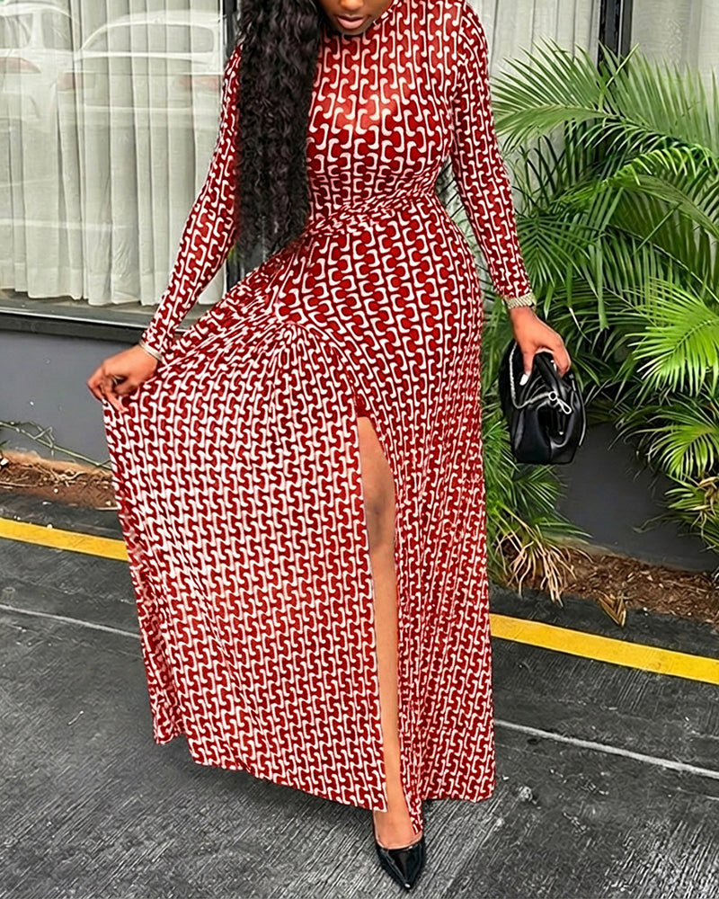 Geometric Slit Maxi Dress