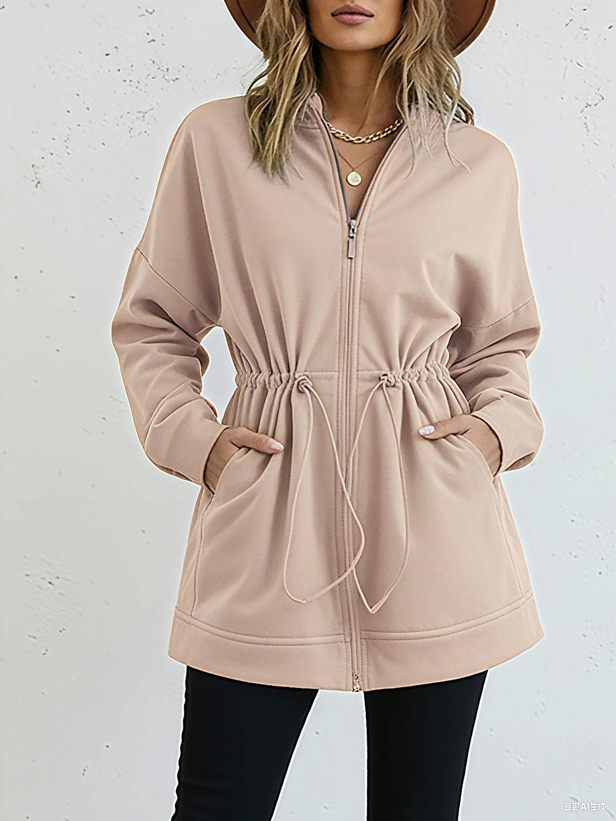 Hooded Drawstring Pocket Cardigan