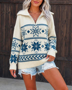 Half-Zip Drop-Shoulder Sweater