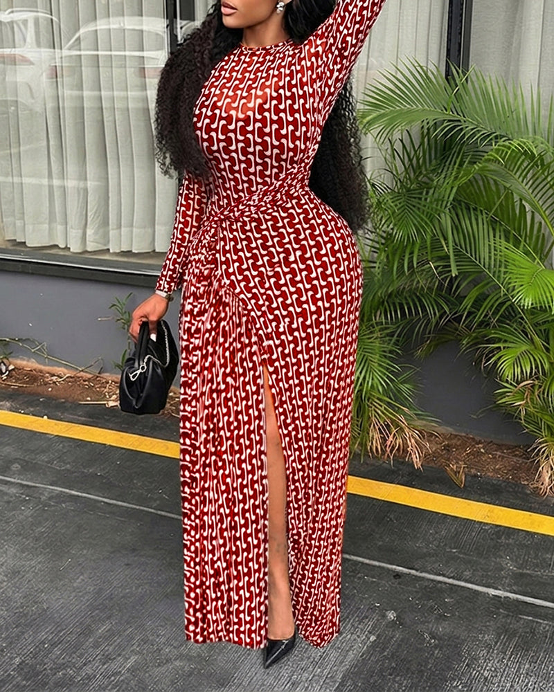 Geometric Slit Maxi Dress