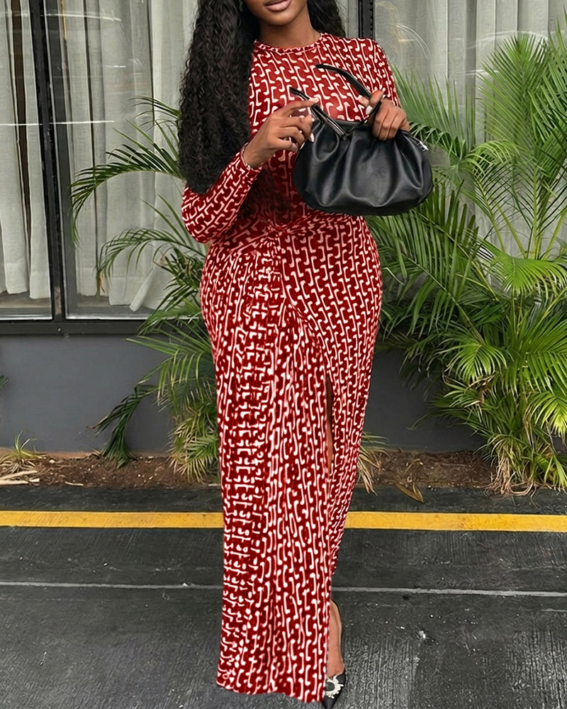 Geometric Slit Maxi Dress