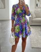 Floral Chiffon V-Neck Dress