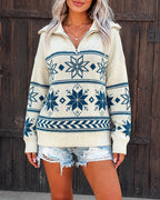 Half-Zip Drop-Shoulder Sweater