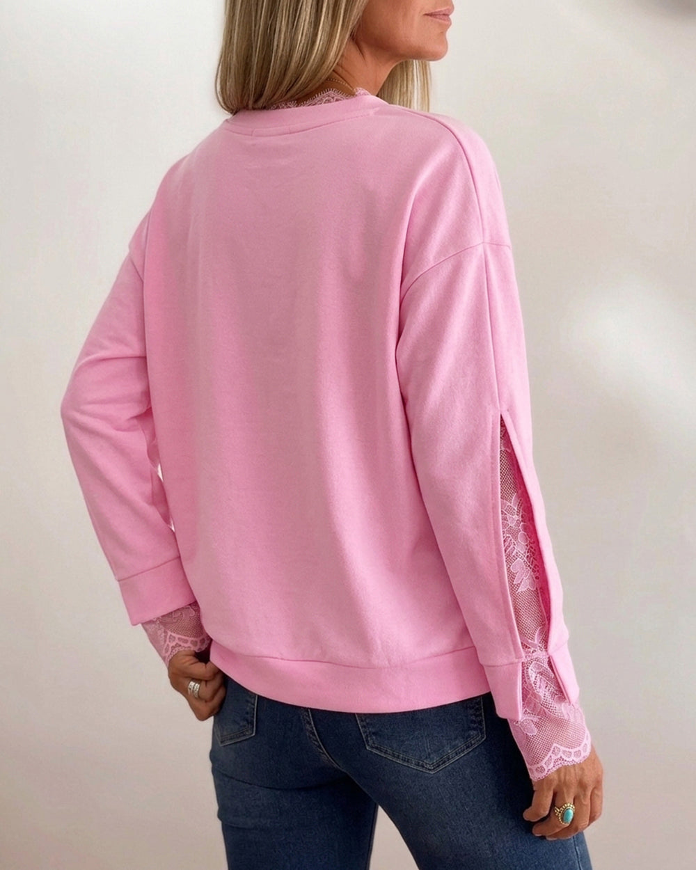 Lace Drop-Shoulder Sweatshirt — Noélla Montréal