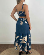 Ruffle Shirred Cutout Maxi Dress