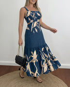 Ruffle Shirred Cutout Maxi Dress