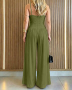 Backless Wide-Leg Cutout Romper