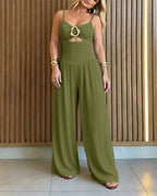 Backless Wide-Leg Cutout Romper