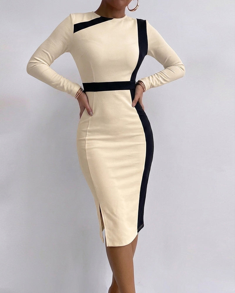 Contrast Slit Midi Dress — Noélla Montréal