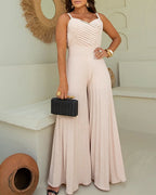 Backless Shirred Wide-Leg Jumpsuit