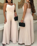 Backless Shirred Wide-Leg Jumpsuit