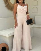 Backless Shirred Wide-Leg Jumpsuit