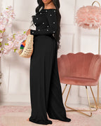Ruched Wide-Leg Pearl Jumpsuit — Noélla Montréal