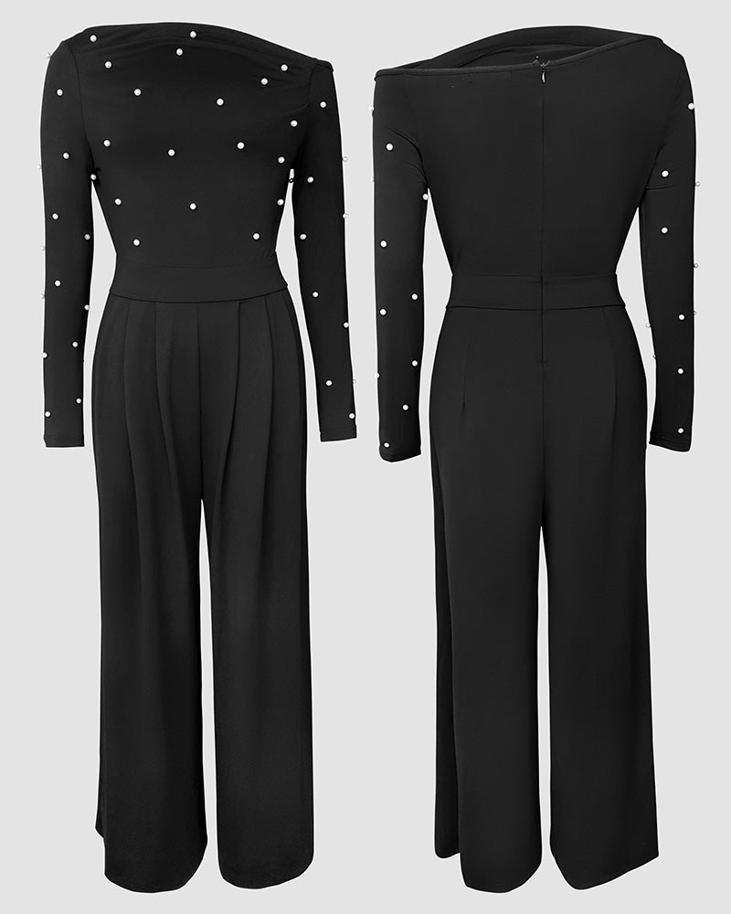 Ruched Wide-Leg Pearl Jumpsuit — Noélla Montréal