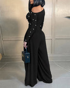 Ruched Wide-Leg Pearl Jumpsuit — Noélla Montréal