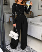 Ruched Wide-Leg Pearl Jumpsuit — Noélla Montréal
