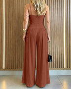 Backless Wide-Leg Cutout Romper