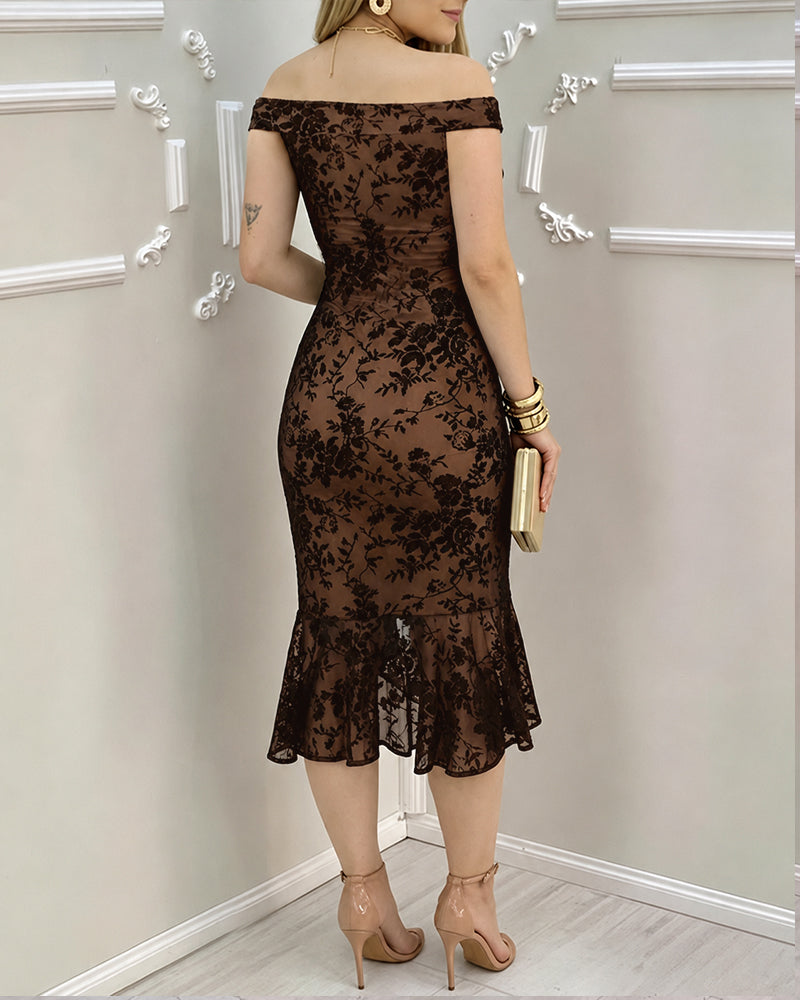 Floral Off-Shoulder Ruffle Dress