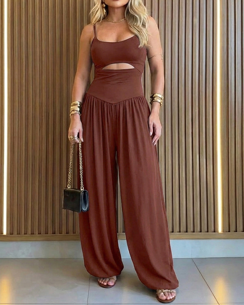 Backless Ruched Cutout Romper