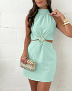 Halter Backless Cutout Romper