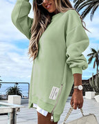 Drop-Shoulder Slit Zip Sweatshirt — Noélla Montréal