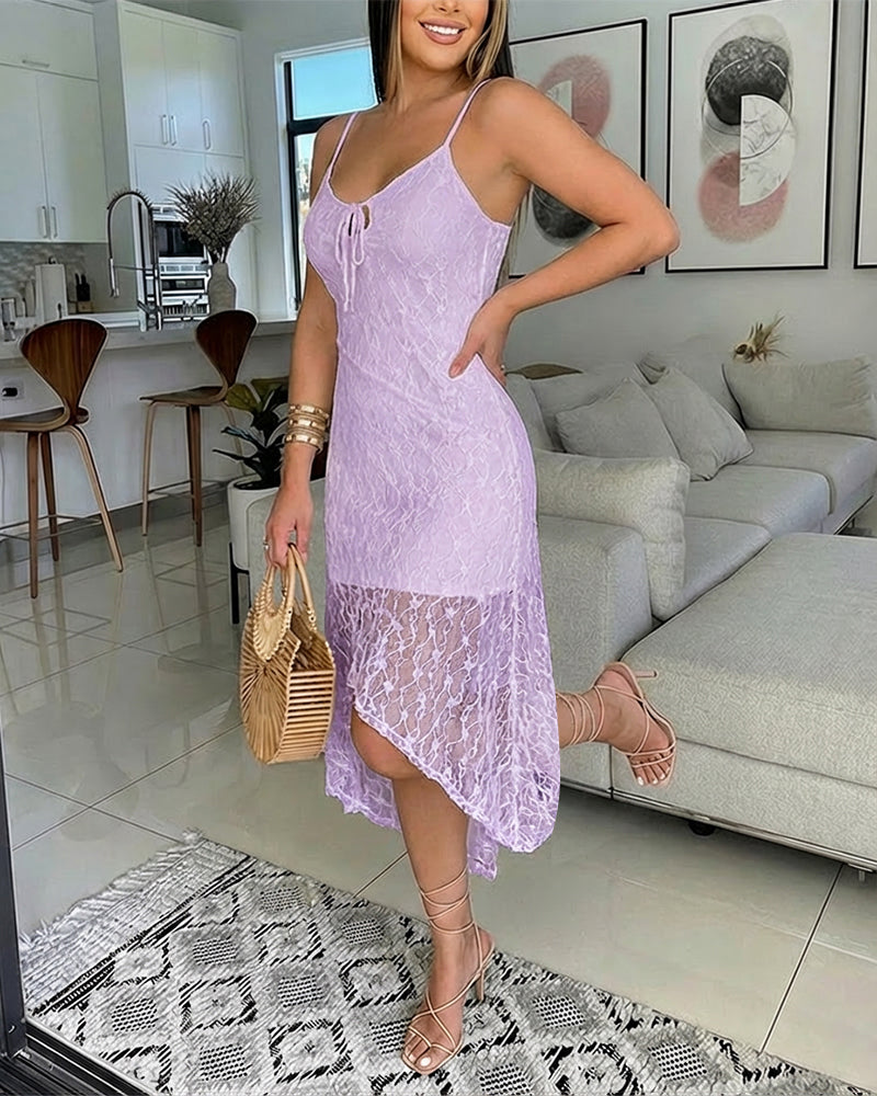 Lace Textured V-Neck Dress